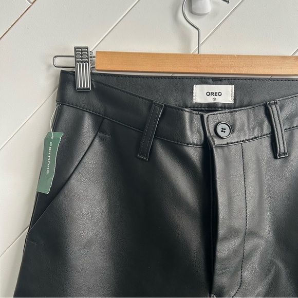 NEW Black Faux Leather Wide-Leg Pants size small - Picture 6 of 7